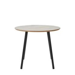House Nordic AALST Table d'appoint ronde effet travertin et métal ø55cm