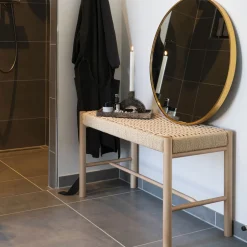 New House Nordic ABANO Banc en bois et corde tressée L80cm