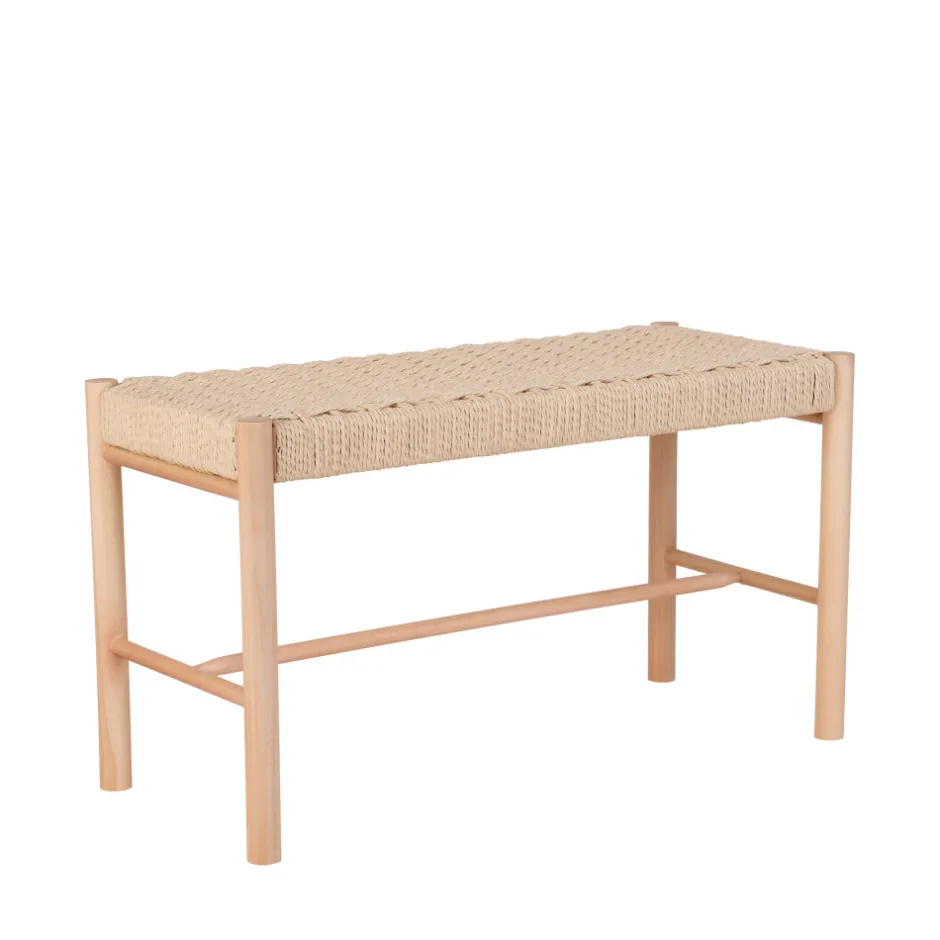 New House Nordic ABANO Banc en bois et corde tressée L80cm