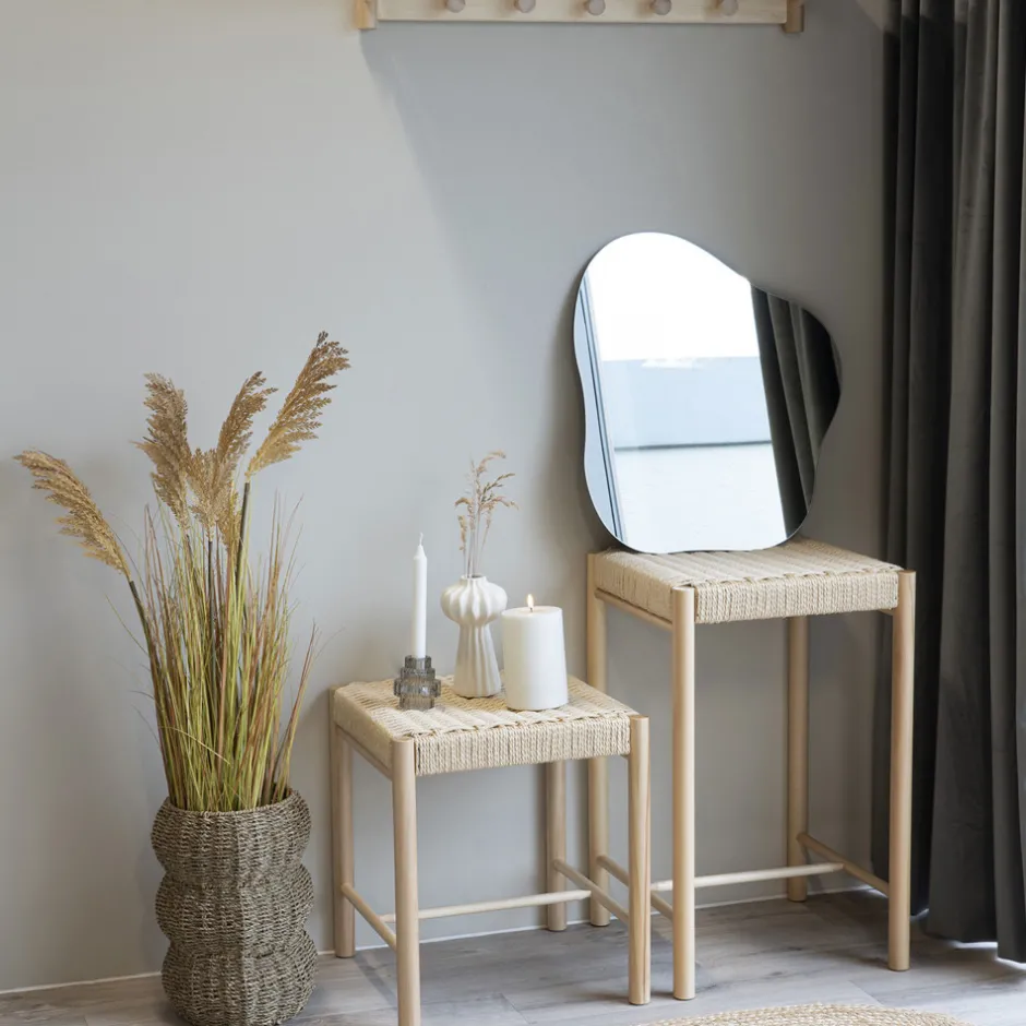 Outlet House Nordic ABANO Tabouret de bar en bois et corde H66,5cm