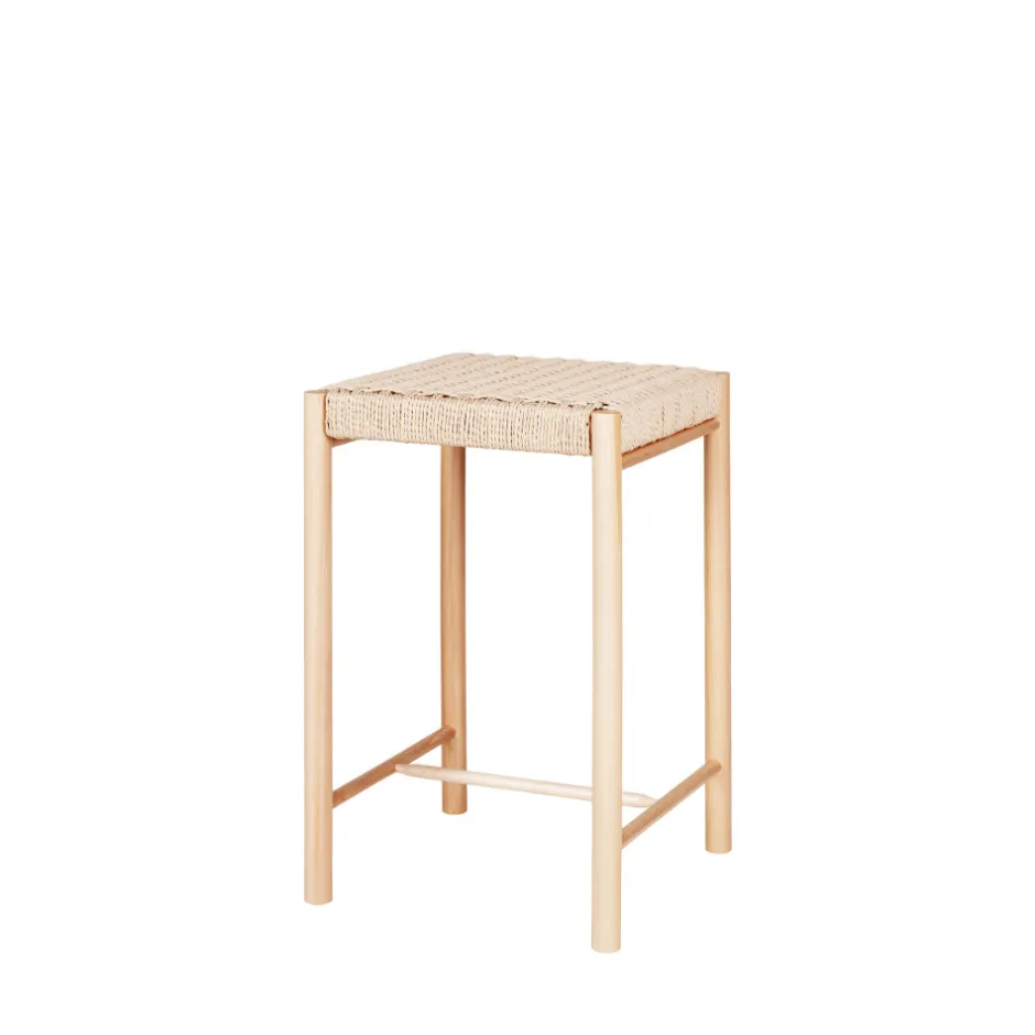 Outlet House Nordic ABANO Tabouret de bar en bois et corde H66,5cm