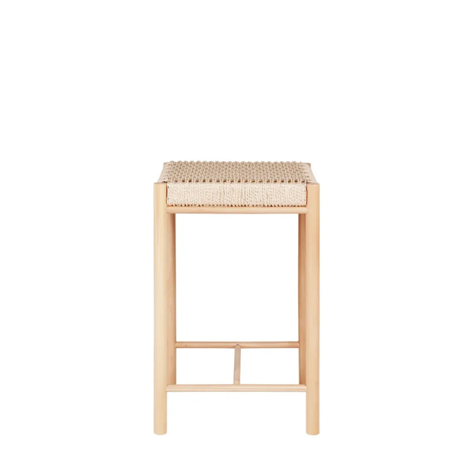 Outlet House Nordic ABANO Tabouret de bar en bois et corde H66,5cm