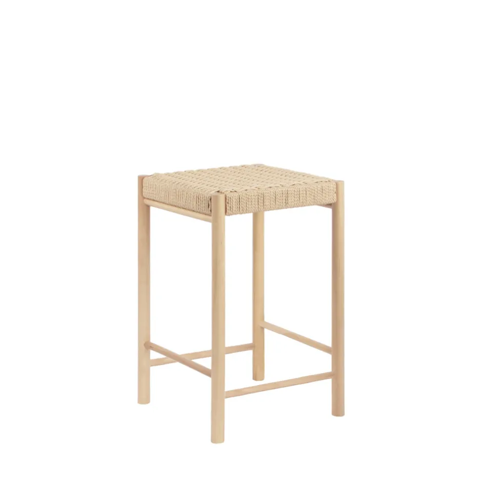 Outlet House Nordic ABANO Tabouret de bar en bois et corde H66,5cm
