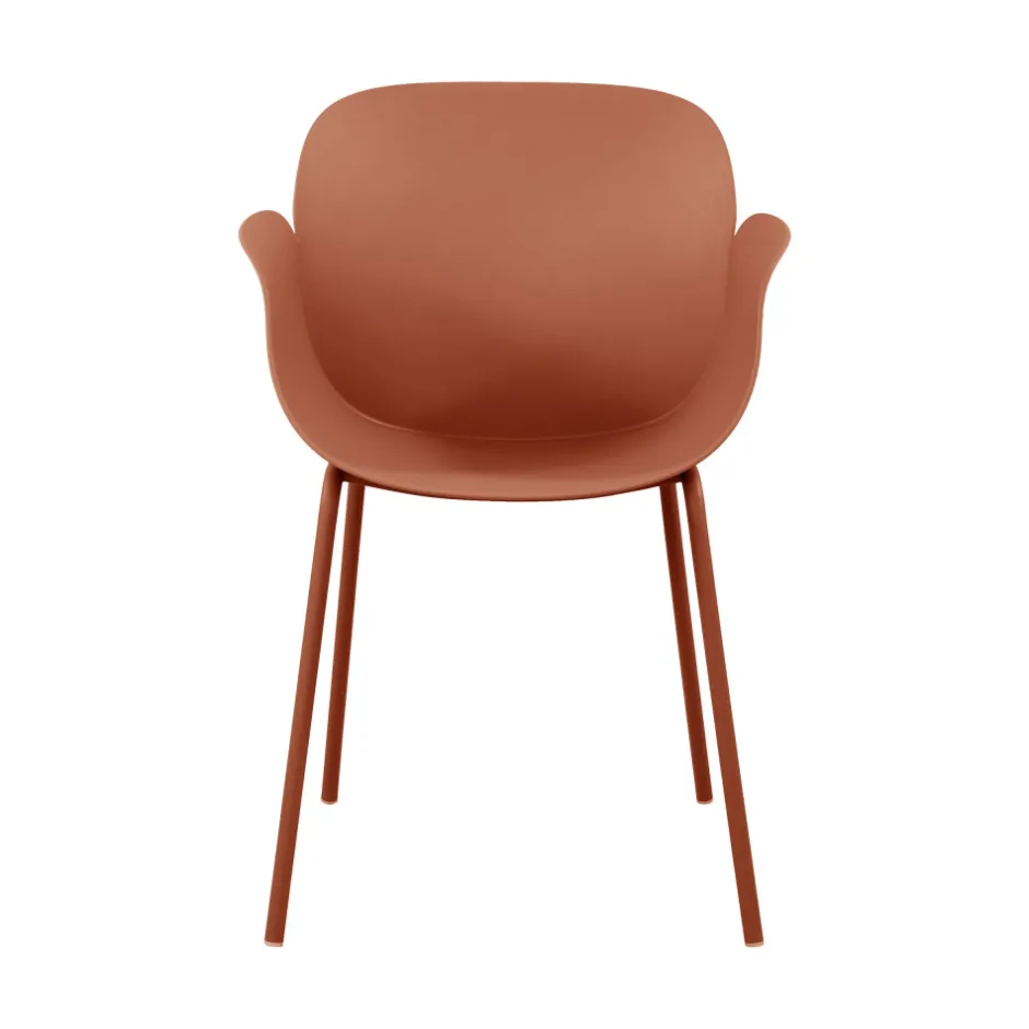 Discount Drawer ACAPULCO Lot de 4 fauteuils de table intérieur et extérieur en plastique et métal