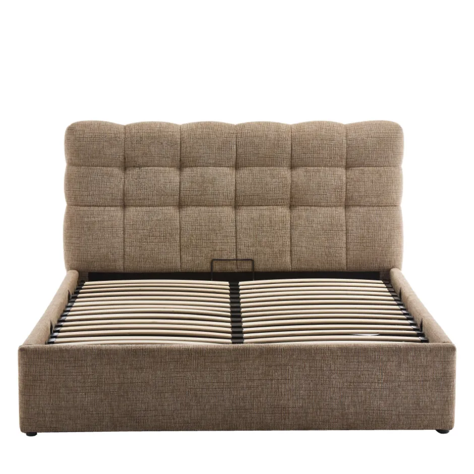 Discount Drawer ACARA Lit coffre matelassé en tissu 140x190cm