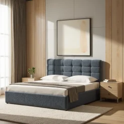 Discount Drawer ACARA Lit coffre matelassé en tissu 140x190cm