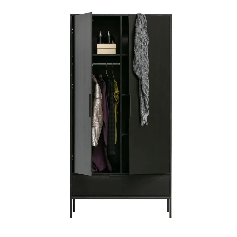 Outlet Woood ADAM Armoire 2 portes 1 tiroir en bois