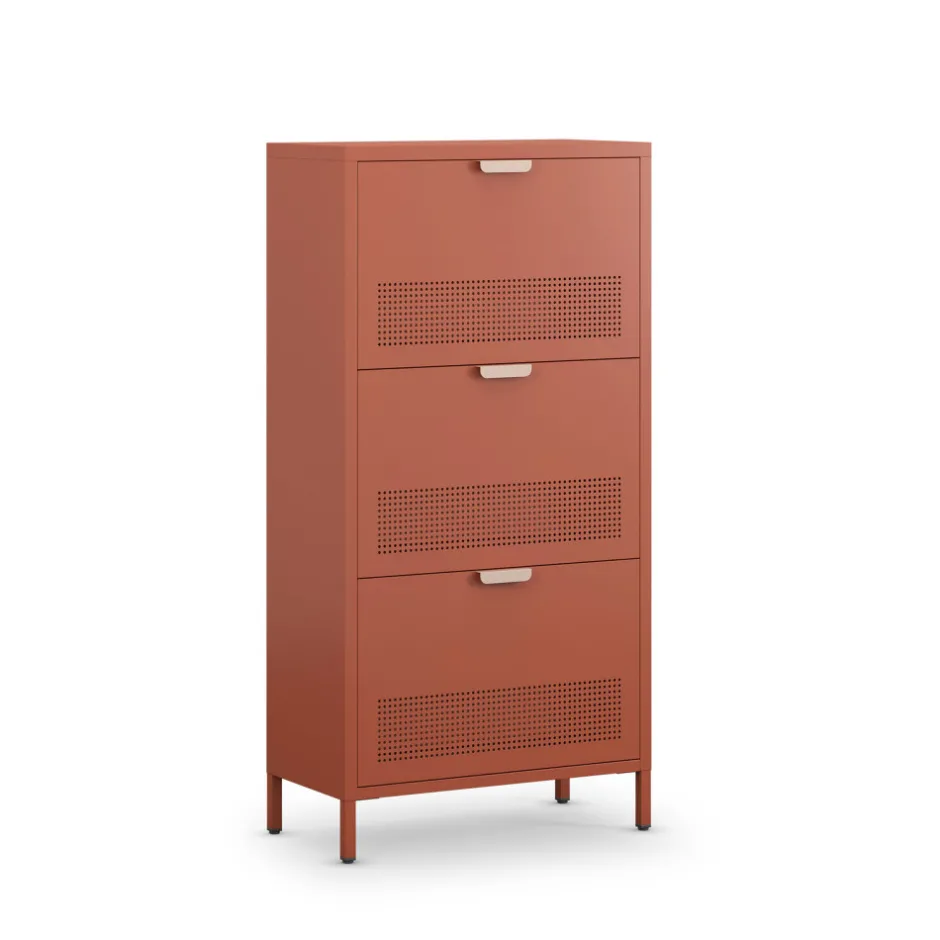 Discount Drawer ADEL Meuble à chaussures 3 portes en métal H120cm