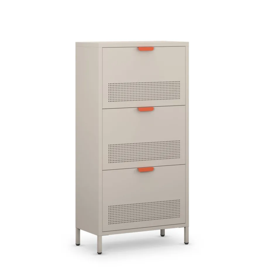 Discount Drawer ADEL Meuble à chaussures 3 portes en métal H120cm