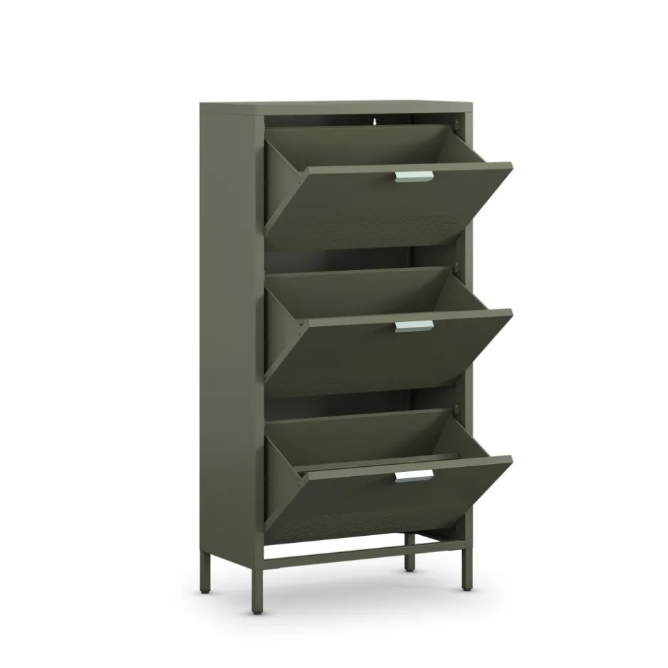 Discount Drawer ADEL Meuble à chaussures 3 portes en métal H120cm