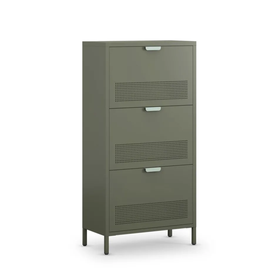 Discount Drawer ADEL Meuble à chaussures 3 portes en métal H120cm