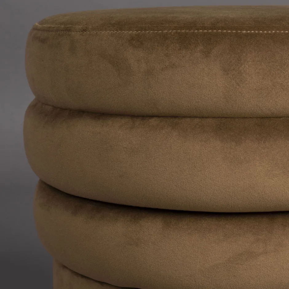 Discount Dutchbone ADITI Tabouret rond en velours ø40cm