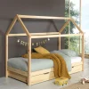 Online No name ALAPI Lit enfant cabane 1 tiroir en bois 90x200cm