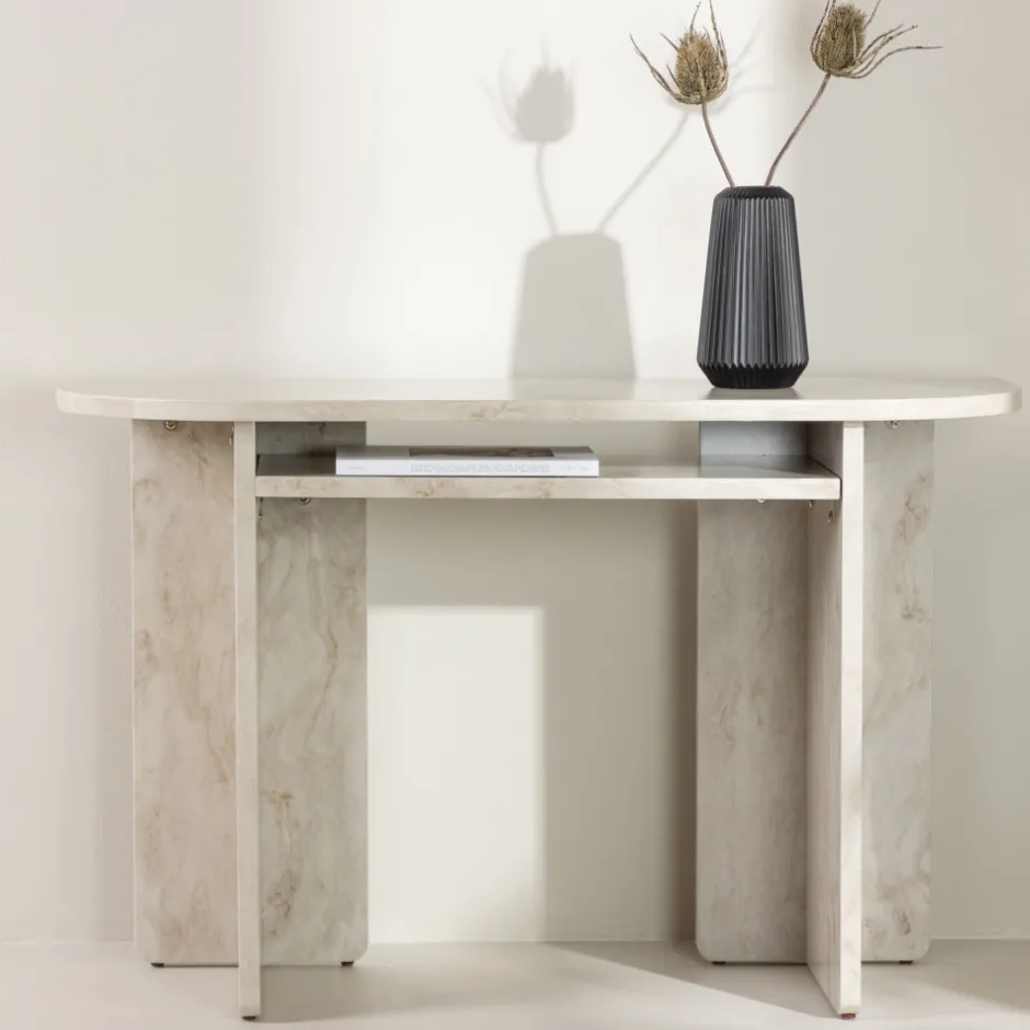 Venture Home ALESUND Console aux bords arrondis effet marbre L120cm