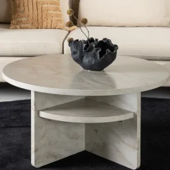 Sale Venture Home ALESUND Table basse ronde effet marbre ø85cm