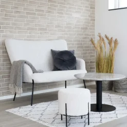 Hot House Nordic ALFORD Pouf rond en tissu bouclette et métal ø35,5cm