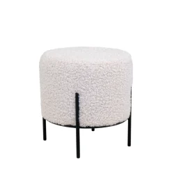 Hot House Nordic ALFORD Pouf rond en tissu bouclette et métal ø35,5cm