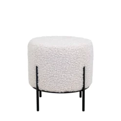 Hot House Nordic ALFORD Pouf rond en tissu bouclette et métal ø35,5cm