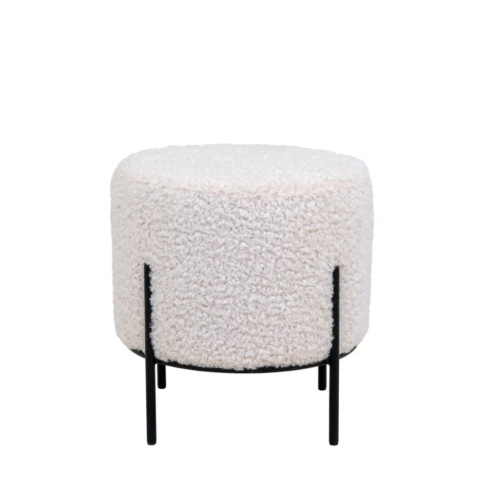 Hot House Nordic ALFORD Pouf rond en tissu bouclette et métal ø35,5cm