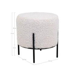 Hot House Nordic ALFORD Pouf rond en tissu bouclette et métal ø35,5cm