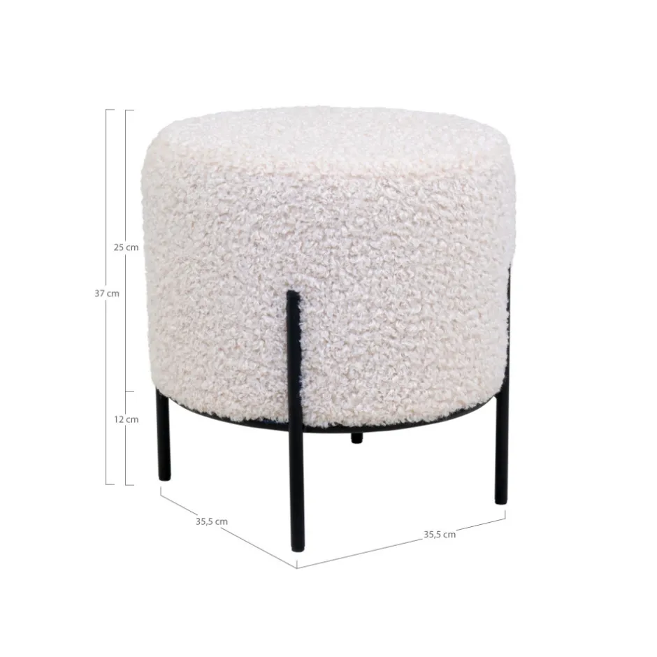 Hot House Nordic ALFORD Pouf rond en tissu bouclette et métal ø35,5cm