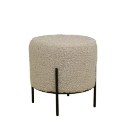 Hot House Nordic ALFORD Pouf rond en tissu bouclette et métal ø35,5cm