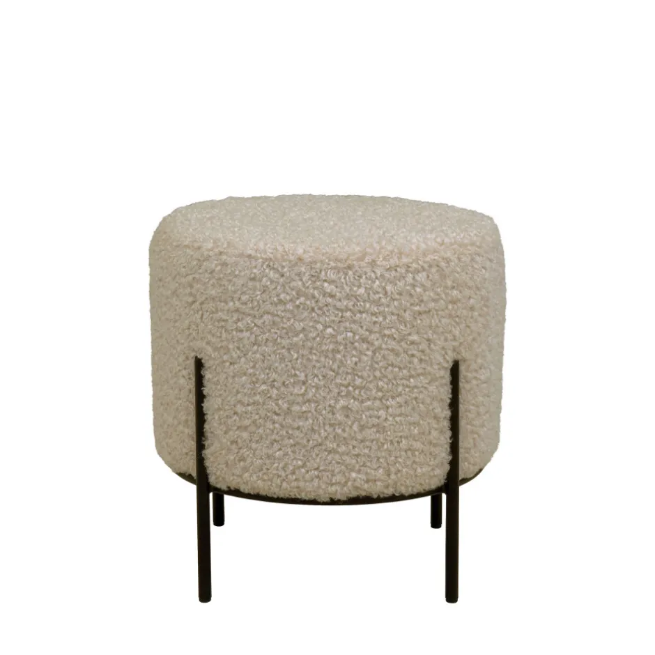 Hot House Nordic ALFORD Pouf rond en tissu bouclette et métal ø35,5cm
