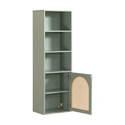 New Drawer ALI Colonne de rangement suspendue en bois et cannage H135cm