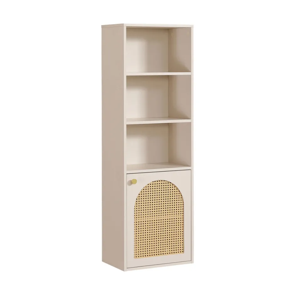 New Drawer ALI Colonne de rangement suspendue en bois et cannage H135cm