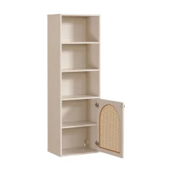 New Drawer ALI Colonne de rangement suspendue en bois et cannage H135cm