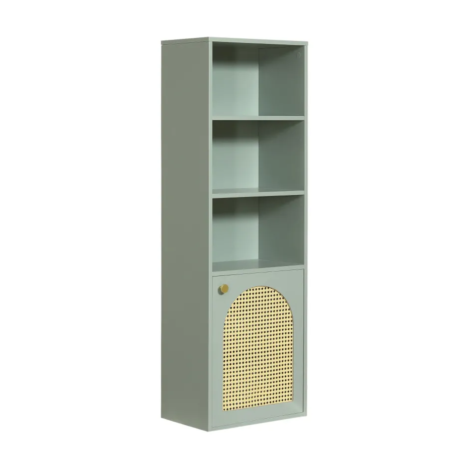New Drawer ALI Colonne de rangement suspendue en bois et cannage H135cm