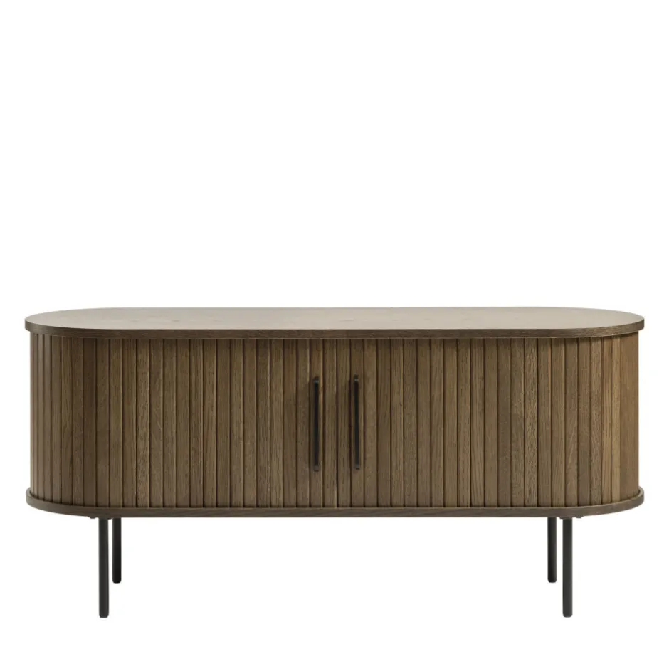 New No name ALICIA Meuble tv 2 portes aux angles arrondis en bois et métal L120cm
