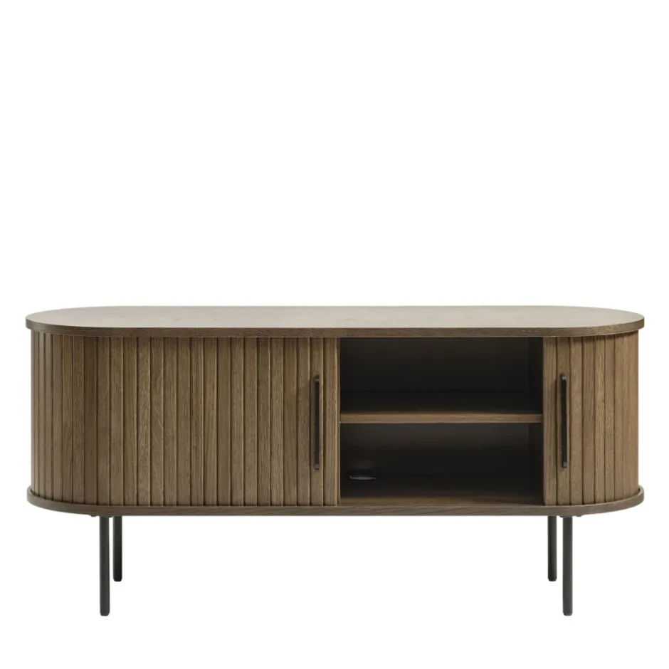 New No name ALICIA Meuble tv 2 portes aux angles arrondis en bois et métal L120cm
