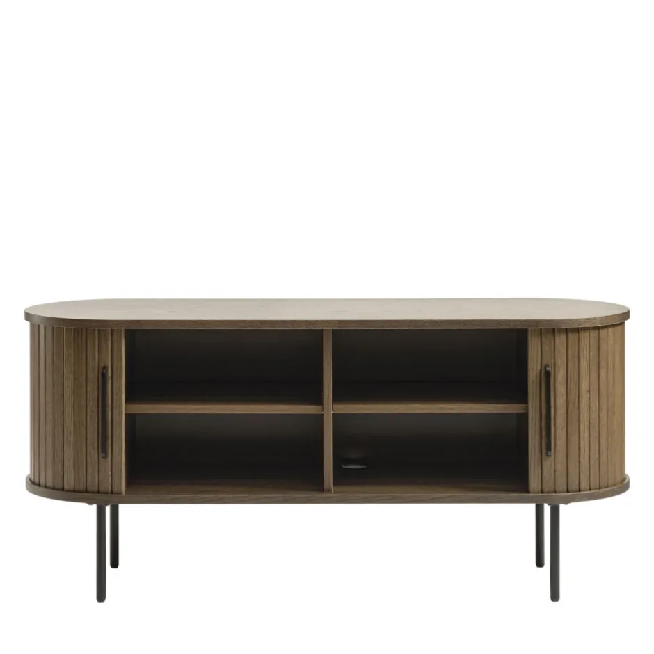 New No name ALICIA Meuble tv 2 portes aux angles arrondis en bois et métal L120cm