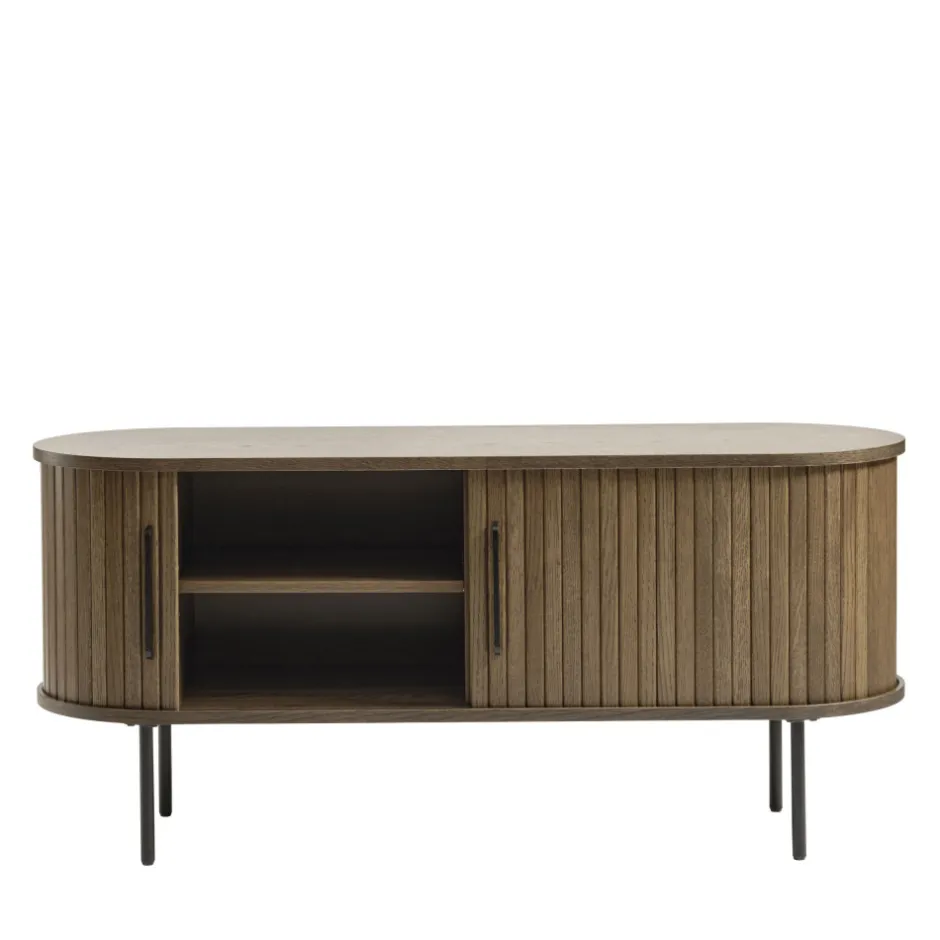 New No name ALICIA Meuble tv 2 portes aux angles arrondis en bois et métal L120cm