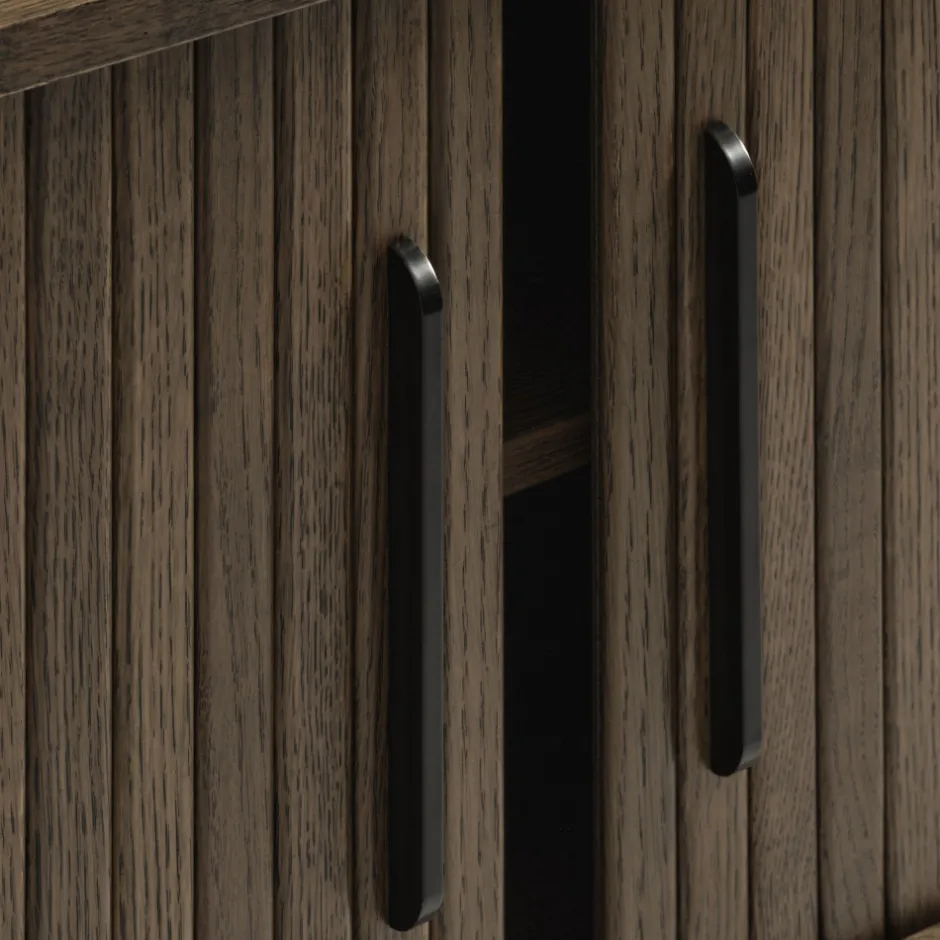 New No name ALICIA Meuble tv 2 portes aux angles arrondis en bois et métal L120cm