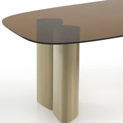 Outlet Drawer ALTY Table à manger 8 personnes en verre et pieds bois vert