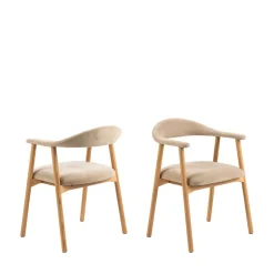 Drawer ANABATE Lot de 2 fauteuils de table en tissu et bois