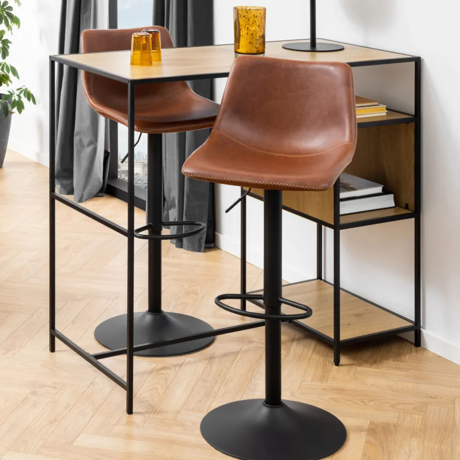 Online Drawer ANARTIA Tabouret de bar réglable en simili et métal H61-83cm