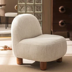 Hot Drawer AREN Fauteuil en tissu chenille et bois