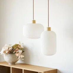 Sale House Nordic ARGALO Suspension ronde en verre et bois ø30cm
