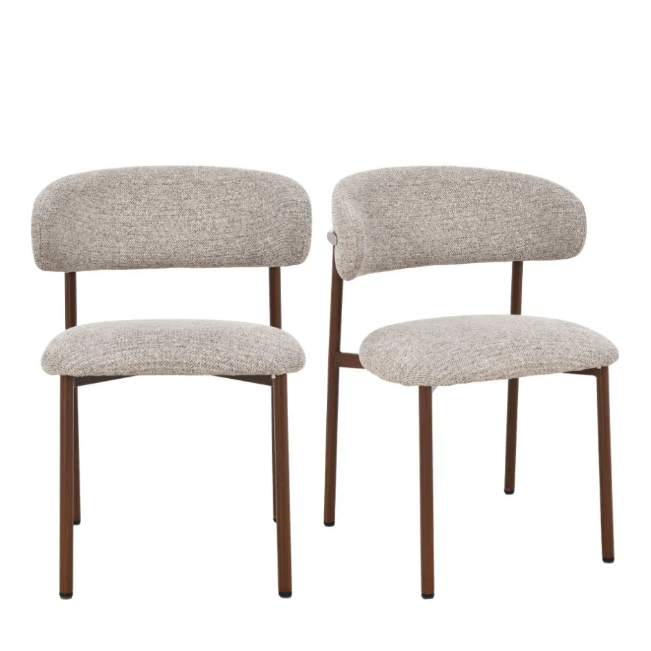 New Drawer ARIA Lot de 2 chaises en tissu pieds effet bois foncé