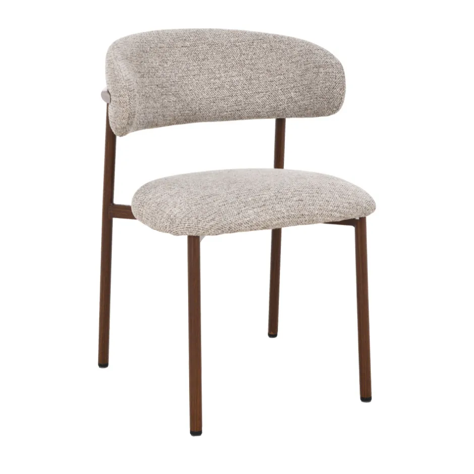 New Drawer ARIA Lot de 2 chaises en tissu pieds effet bois foncé