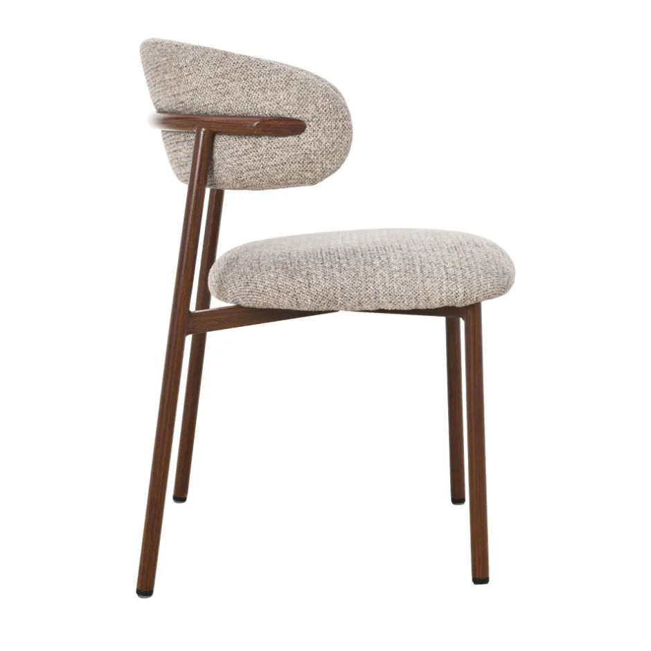 New Drawer ARIA Lot de 2 chaises en tissu pieds effet bois foncé