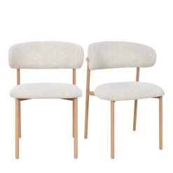 Best Drawer ARIA Lot de 2 chaises en tissu pieds effet bois clair