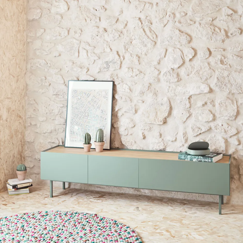 Outlet Teulat ARISTA Meuble TV en bois 1 porte 2 tiroirs L180cm