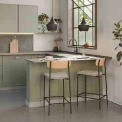 Clearance No name ARNO Lot de 2 chaises de bar en tissu et métal H66cm