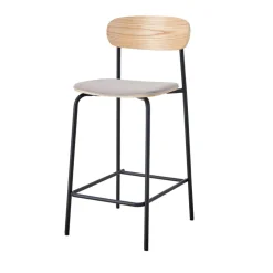 Clearance No name ARNO Lot de 2 chaises de bar en tissu et métal H66cm