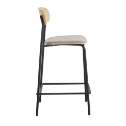 Clearance No name ARNO Lot de 2 chaises de bar en tissu et métal H66cm