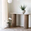 Sale House Nordic ATHENS Console aux bords arrondis effet marbre et bois L120cm